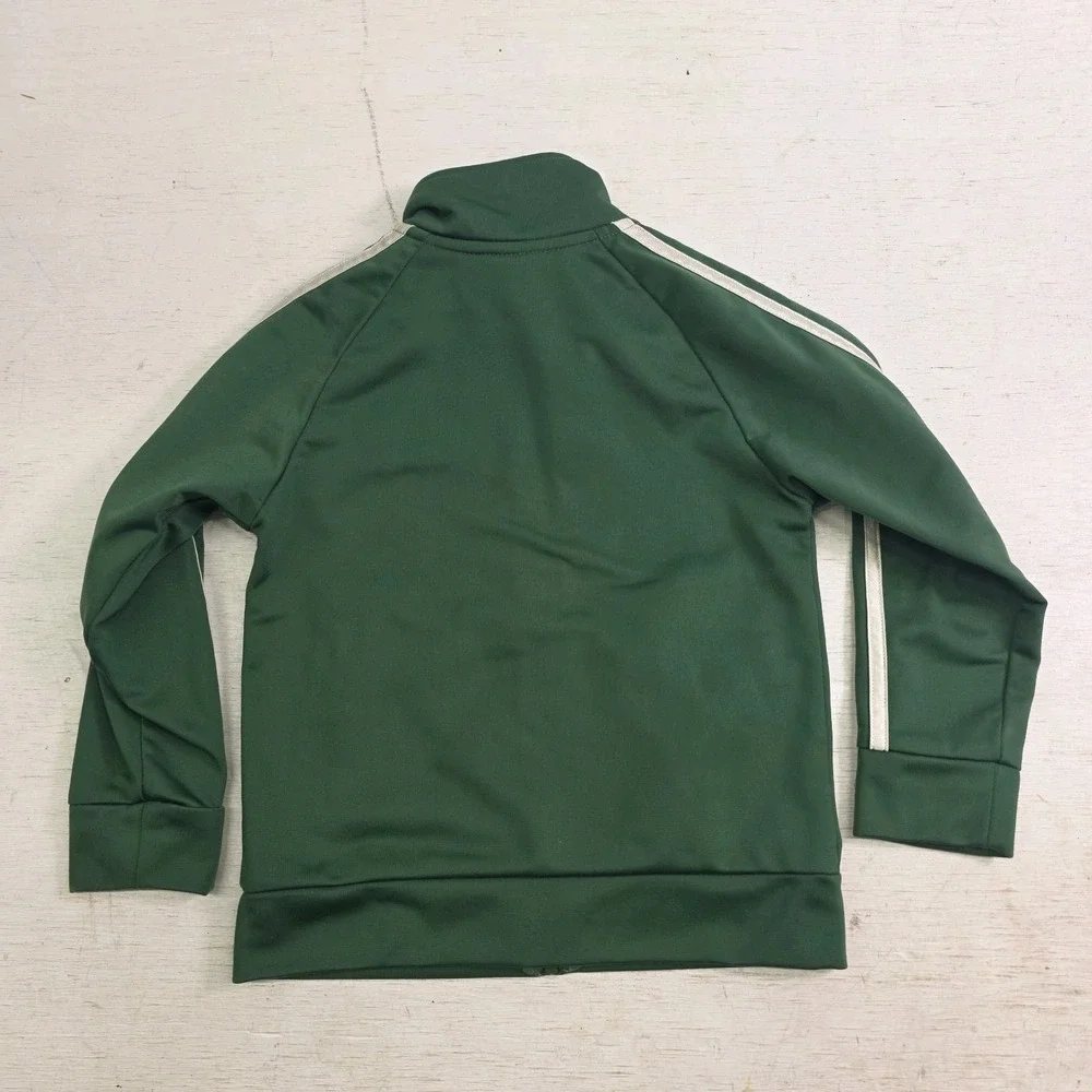 Adidas Forest Green 3 Stripe Cream Zip-Up Track Jacket Toddlers Kids Sz 3T EUC‎